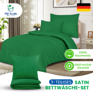 Bettwäsche 135x200 cm 3 teilig 100% Baumwolle Satin Bettbezug mit Reißverschluss